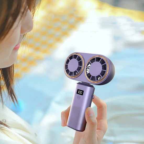 🌬️ USB Handheld Mini Fan – Foldable, Portable & Neck Hanging with 5-Speed & Display Screen 💨✨