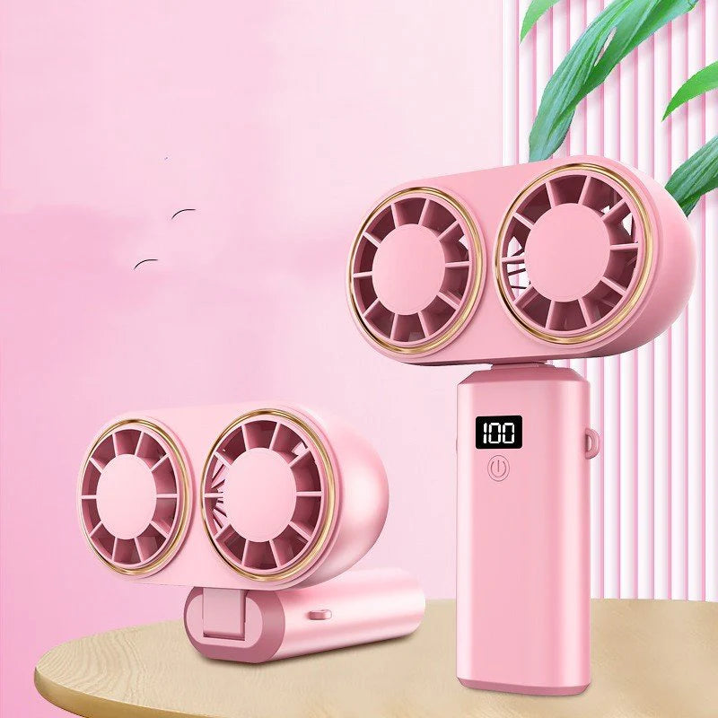 🌬️ USB Handheld Mini Fan – Foldable, Portable & Neck Hanging with 5-Speed & Display Screen 💨✨
